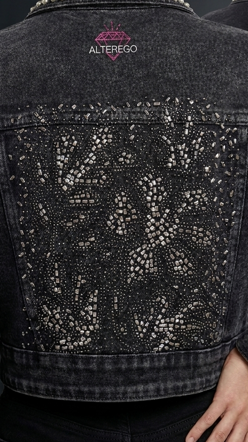 FLOWERS DENIM JACKET - ALTEREGO