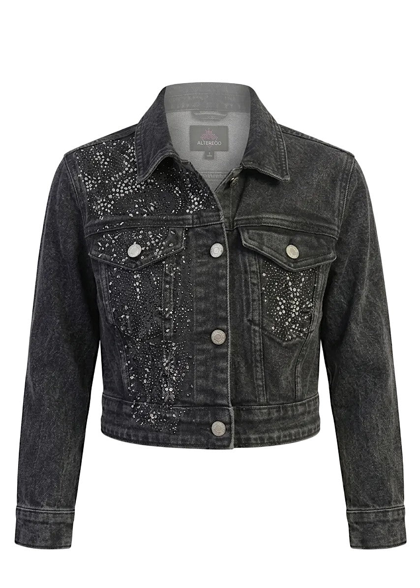 FLOWERS DENIM JACKET - ALTEREGO